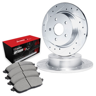 R1 Concepts® - Drilled and Slotted Rear Brake Kit with Optimum OE Pads