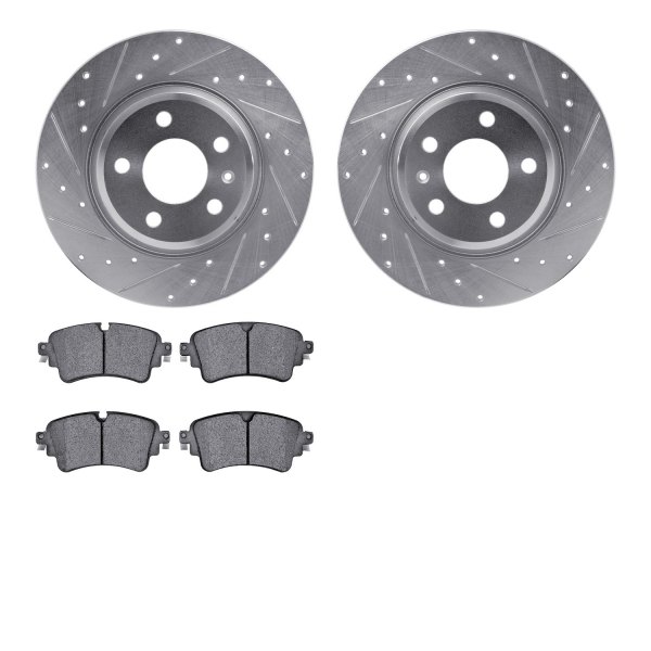  R1 Concepts® - Drilled and Slotted Rear Brake Kit with Optimum OE Pads