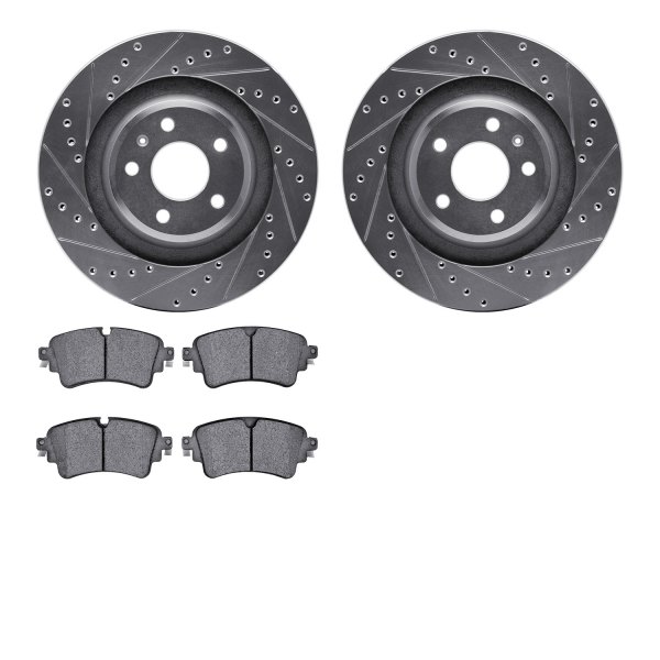  R1 Concepts® - Drilled and Slotted Rear Brake Kit with Optimum OE Pads