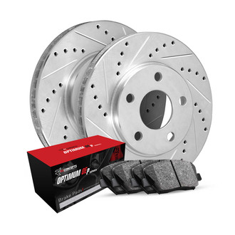 R1 Concepts® - Drilled and Slotted Rear Brake Kit with Optimum OE Pads
