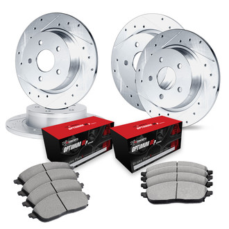 R1 Concepts® - Drilled and Slotted Front and Rear Brake Kit with Optimum OE Pads