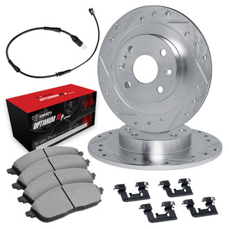 R1 Concepts® - Drilled and Slotted Rear Brake Kit with Optimum OE Pads