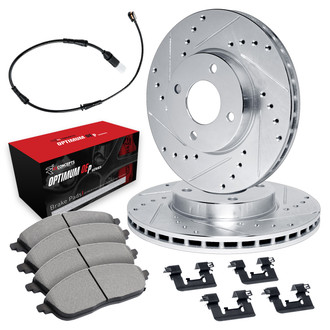 R1 Concepts® - Drilled and Slotted Front Brake Kit with Optimum OE Pads