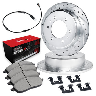 R1 Concepts® - Drilled and Slotted Rear Brake Kit with Optimum OE Pads