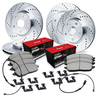 R1 Concepts® - Drilled and Slotted Front and Rear Brake Kit with Optimum OE Pads