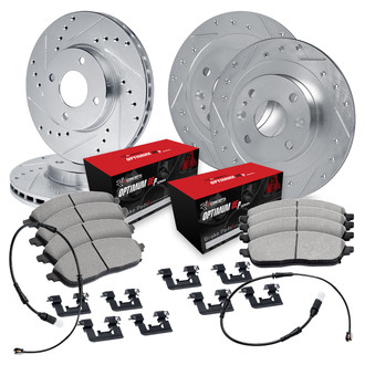 R1 Concepts® - Drilled and Slotted Front and Rear Brake Kit with Optimum OE Pads