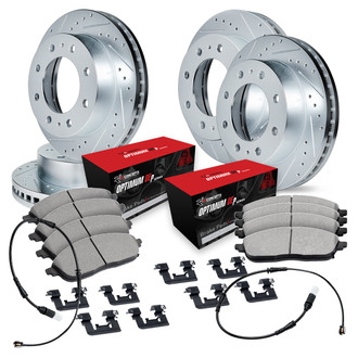 R1 Concepts® - Drilled and Slotted Front and Rear Brake Kit with Optimum OE Pads