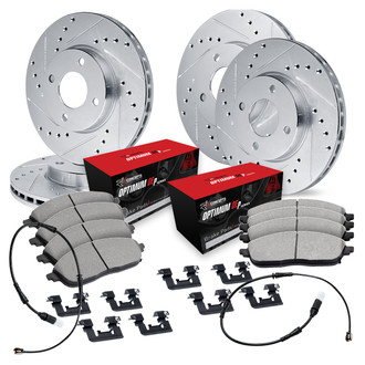 R1 Concepts® - Drilled and Slotted Front and Rear Brake Kit with Optimum OE Pads