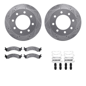 R1 Concepts® - eLINE Series Drilled and Slotted Front Brake Kit with Performance Off-Road/Tow Brake Pads