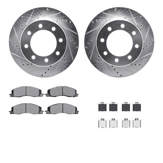 R1 Concepts® - eLINE Series Drilled and Slotted Front Brake Kit with Performance Off-Road/Tow Brake Pads