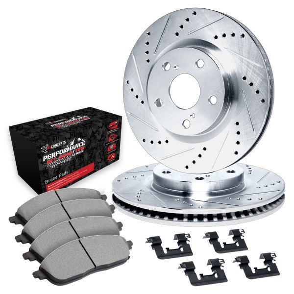  R1 Concepts® - eLINE Series Drilled and Slotted Rear Brake Kit with Performance Off-Road/Tow Brake Pads