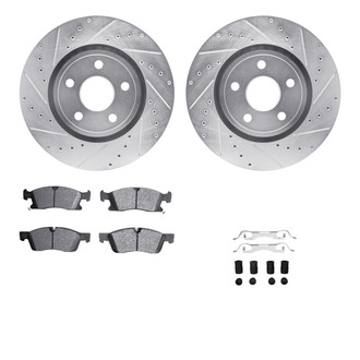 R1 Concepts® - eLINE Series Drilled and Slotted Front Brake Kit with Performance Off-Road/Tow Brake Pads