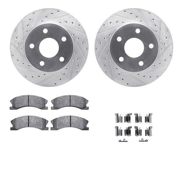  R1 Concepts® - eLINE Series Drilled and Slotted Front Brake Kit with Performance Off-Road/Tow Brake Pads