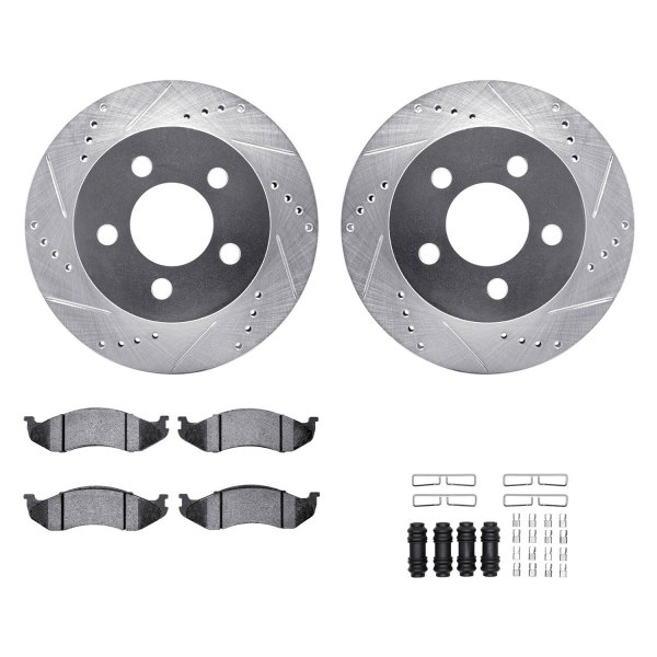  R1 Concepts® - eLINE Series Drilled and Slotted Front Brake Kit with Performance Off-Road/Tow Brake Pads