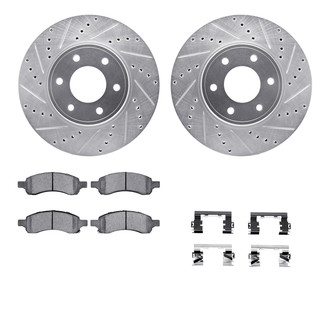 R1 Concepts® - eLINE Series Drilled and Slotted Front Brake Kit with Performance Off-Road/Tow Brake Pads