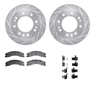 R1 Concepts® - eLINE Series Drilled and Slotted Front Brake Kit with Performance Off-Road/Tow Brake Pads