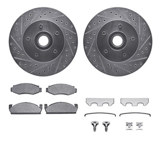 R1 Concepts® - eLINE Series Drilled and Slotted Front Brake Kit with Performance Off-Road/Tow Brake Pads