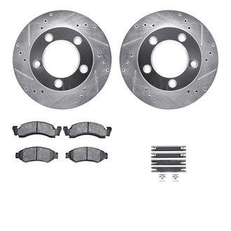 R1 Concepts® - eLINE Series Drilled and Slotted Front Brake Kit with Performance Off-Road/Tow Brake Pads