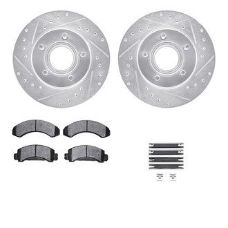 R1 Concepts® - eLINE Series Drilled and Slotted Front Brake Kit with Performance Off-Road/Tow Brake Pads