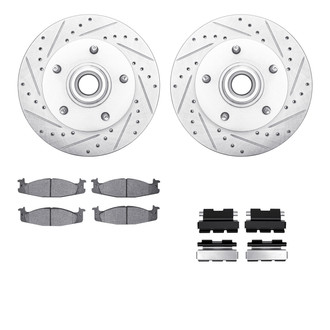 R1 Concepts® - eLINE Series Drilled and Slotted Front Brake Kit with Performance Off-Road/Tow Brake Pads