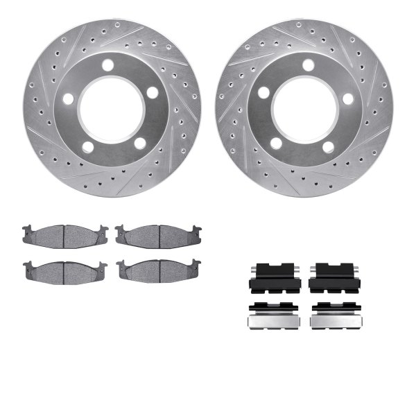  R1 Concepts® - eLINE Series Drilled and Slotted Front Brake Kit with Performance Off-Road/Tow Brake Pads