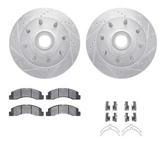 R1 Concepts® - Drilled and Slotted Front Brake Kit with Performance Off-Road/Tow Brake Pads