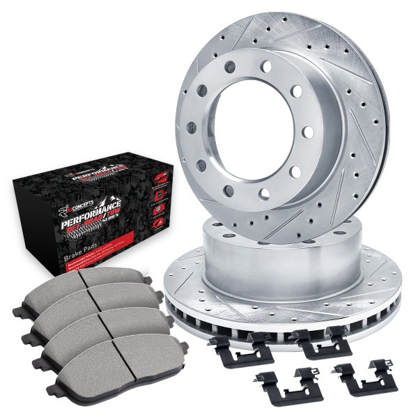  R1 Concepts® - eLINE Series Drilled and Slotted Rear Brake Kit with Performance Off-Road/Tow Brake Pads