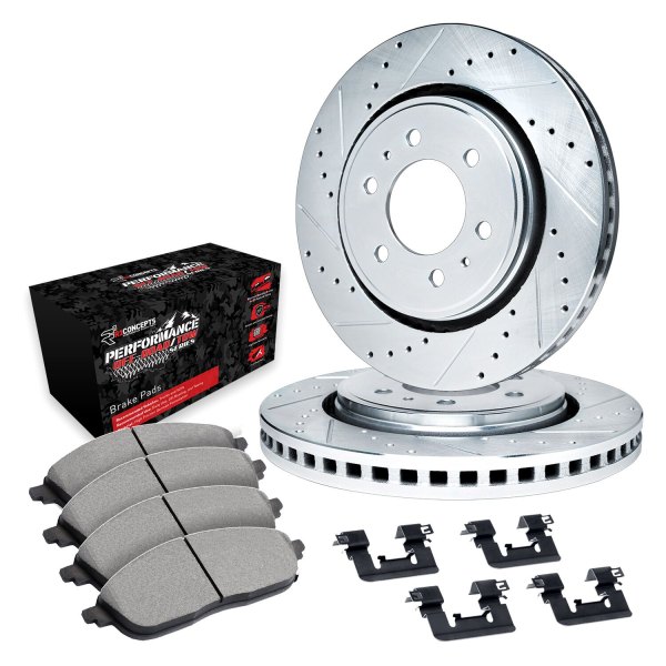  R1 Concepts® - Drilled and Slotted Rear Brake Kit with Performance Off-Road/Tow Brake Pads