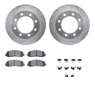 R1 Concepts® - eLINE Series Drilled and Slotted Front Brake Kit with Performance Off-Road/Tow Brake Pads