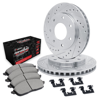 R1 Concepts® - Drilled and Slotted Front Brake Kit with Performance Off-Road/Tow Brake Pads