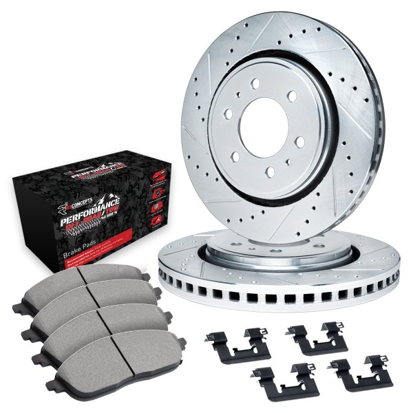  R1 Concepts® - Drilled and Slotted Rear Brake Kit with Performance Off-Road/Tow Brake Pads