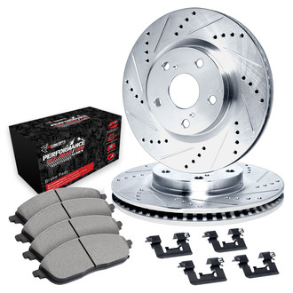 R1 Concepts® - Drilled and Slotted Front Brake Kit with Performance Off-Road/Tow Brake Pads