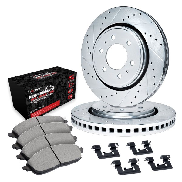  R1 Concepts® - Drilled and Slotted Front Brake Kit with Performance Off-Road/Tow Brake Pads