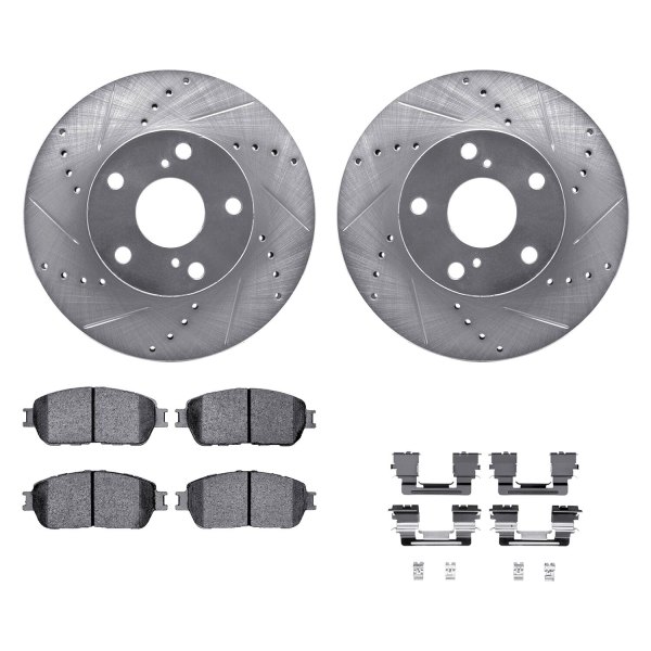  R1 Concepts® - Drilled and Slotted Front Brake Kit with Performance Off-Road/Tow Brake Pads