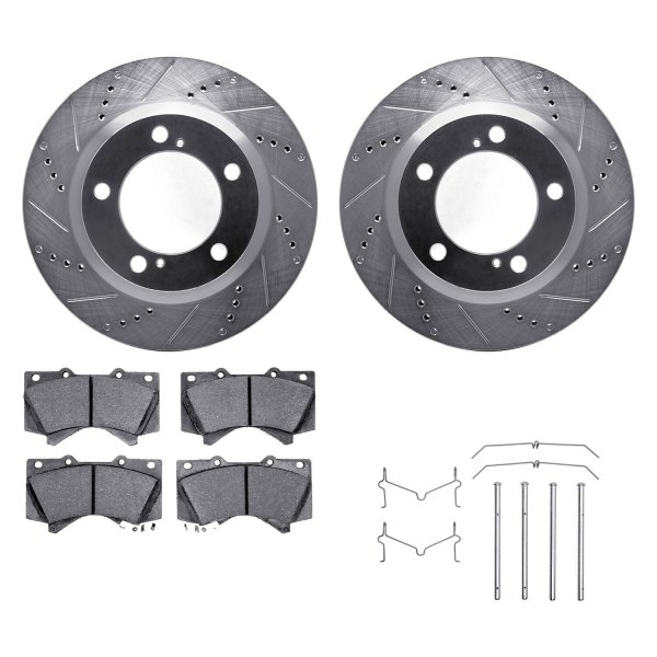 R1 Concepts® - eLINE Series Drilled and Slotted Front Brake Kit with Performance Off-Road/Tow Brake Pads