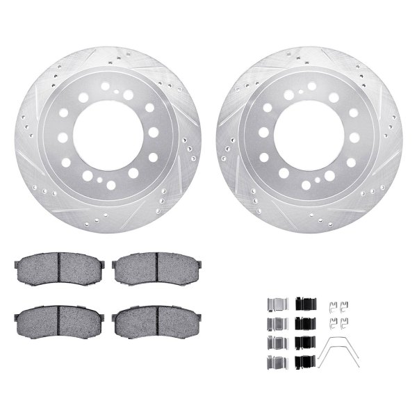  R1 Concepts® - eLINE Series Drilled and Slotted Rear Brake Kit with Performance Off-Road/Tow Brake Pads