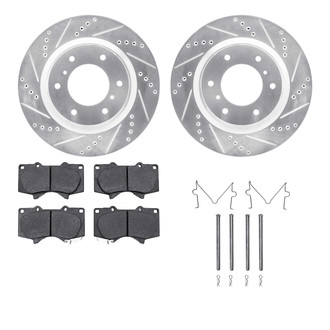 R1 Concepts® - eLINE Series Drilled and Slotted Front Brake Kit with Performance Off-Road/Tow Brake Pads