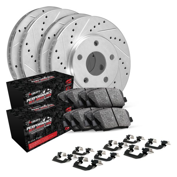  R1 Concepts® - eLINE Series Drilled and Slotted Front and Rear Brake Kit with Performance Off-Road/Tow Brake Pads