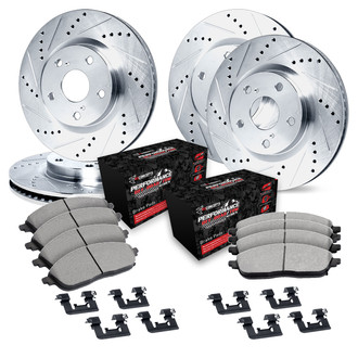 R1 Concepts® - eLINE Series Drilled and Slotted Brake Kit with Performance Off-Road/Tow Brake Pads