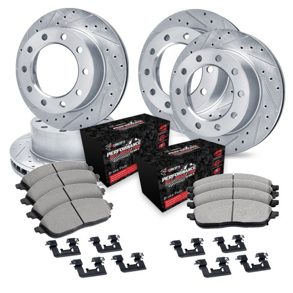  R1 Concepts® - eLINE Series Drilled and Slotted Front and Rear Brake Kit with Performance Off-Road/Tow Brake Pads