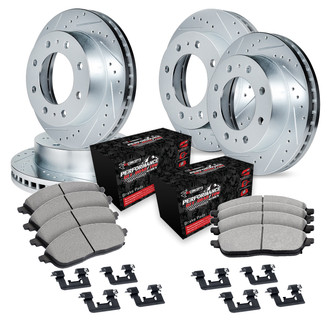 R1 Concepts® - eLINE Series Drilled and Slotted Brake Kit with Performance Off-Road/Tow Brake Pads