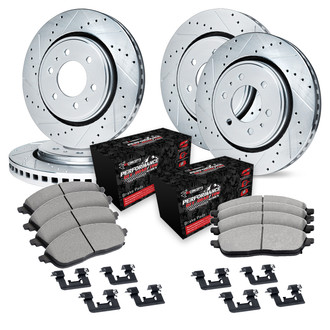 R1 Concepts® - eLINE Series Drilled and Slotted Front and Rear Brake Kit with Performance Off-Road/Tow Brake Pads