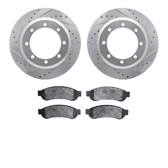 R1 Concepts® - Drilled and Slotted Rear Brake Kit with Performance Off-Road/Tow Brake Pads