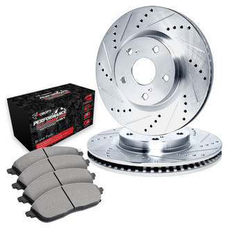 R1 Concepts® - Drilled and Slotted Front Brake Kit with Performance Off-Road/Tow Brake Pads