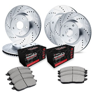 R1 Concepts® - Drilled and Slotted Front and Rear Brake Kit with Performance Off-Road/Tow Brake Pads