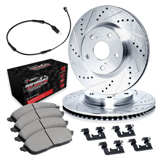 R1 Concepts® - Drilled and Slotted Front Brake Kit with Performance Off-Road/Tow Brake Pads