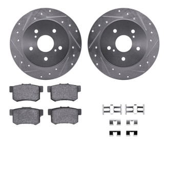 R1 Concepts® - eLINE Series Drilled and Slotted Rear Brake Kit with Ceramic Pads