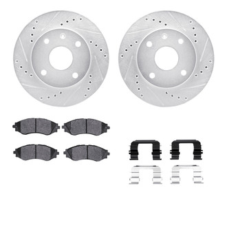 R1 Concepts® - eLINE Series Drilled and Slotted Front Brake Kit with Ceramic Pads
