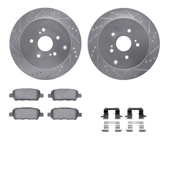 R1 Concepts® - eLINE Series Drilled and Slotted Rear Brake Kit with Ceramic Pads