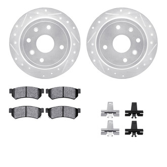 R1 Concepts® - eLINE Series Drilled and Slotted Rear Brake Kit with Ceramic Pads